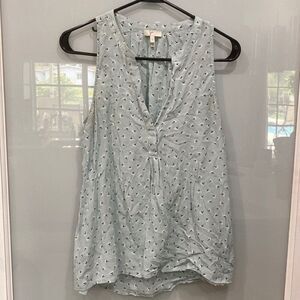 Joie Aruna Women's 100% Silk Pale Ocean Blue Bird Sleeveless Blouse Top Sz S